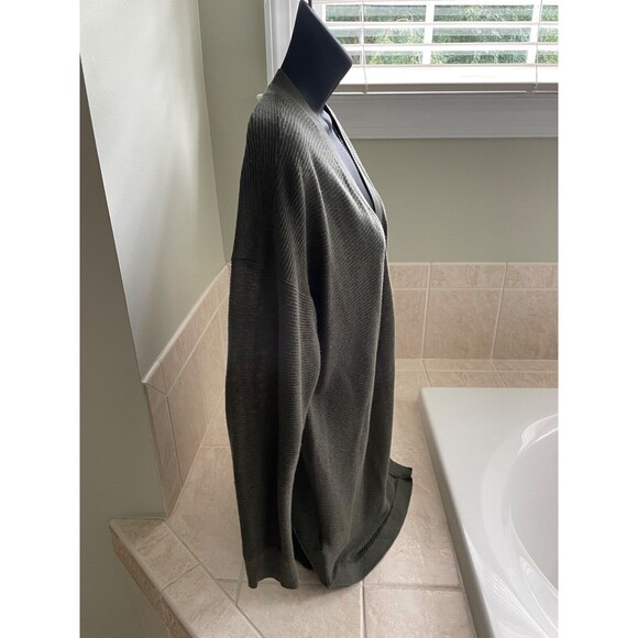 Ann Taylor Loft Green Open Front Ribbed Lightweight Cardigan - Misses M - Picture 2 of 6